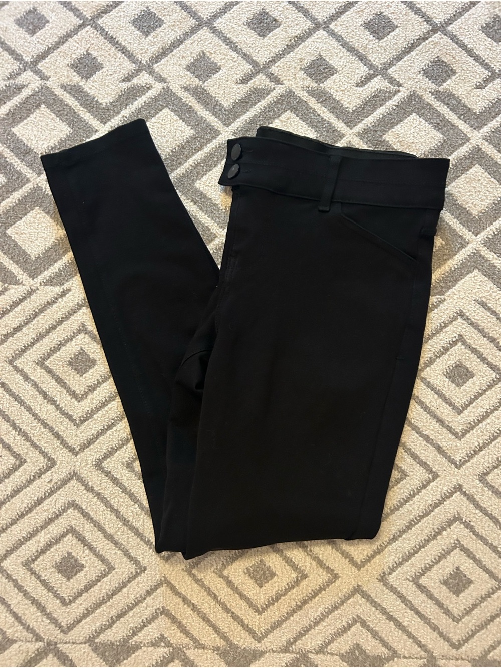 Rewind Black Cropped Double-Button High Waist Pants